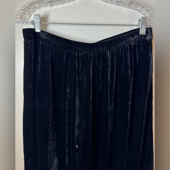 Johnny Was Love Silk Blend Velvet Black Embroidered Wide Leg Cropped Pants Large - Picture 9 of 12